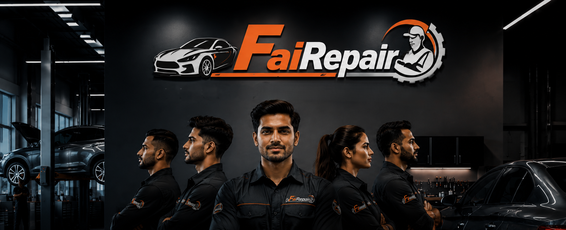 FaiRepair professional workshop team and facilities background