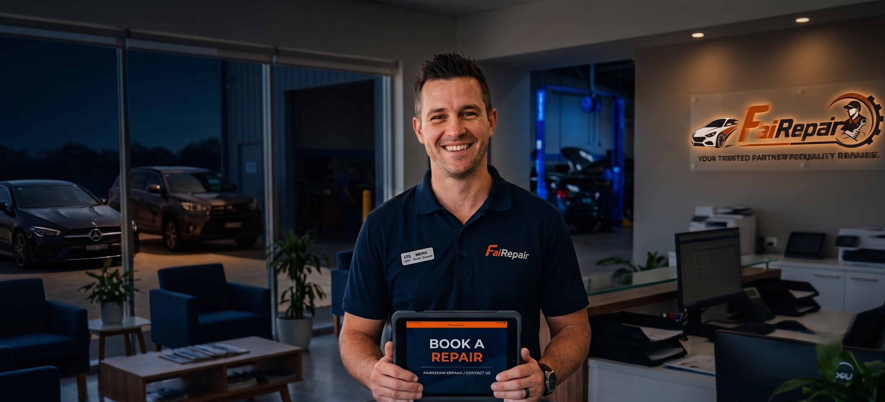 FaiRepair Irving auto repair workshop contact banner